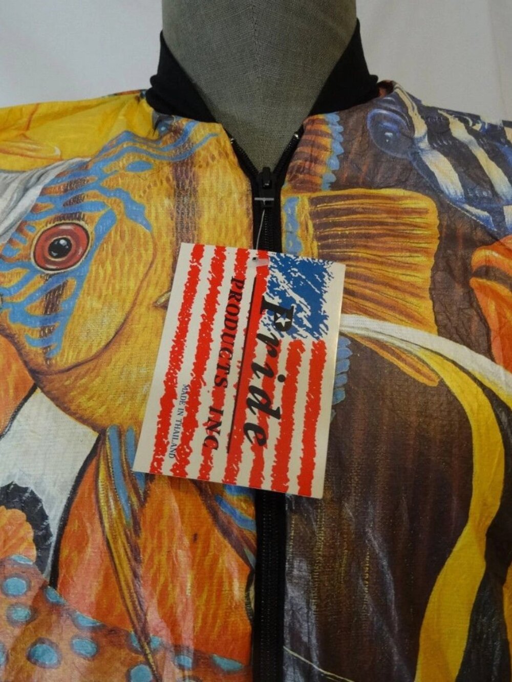 PRIDE Saltwater Marine Discus Fish Tyvek Windbreaker Jacket Animal Print Size XL